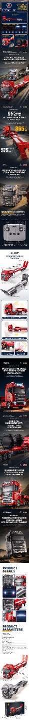 Huina CY1302A-R 1/2th Red Truck & Trailer set